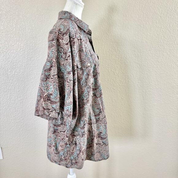 Panhandle Shirt Men’s XXL Button Down Blue Brown Short Sleeve Western Paisley - Picture 2 of 13